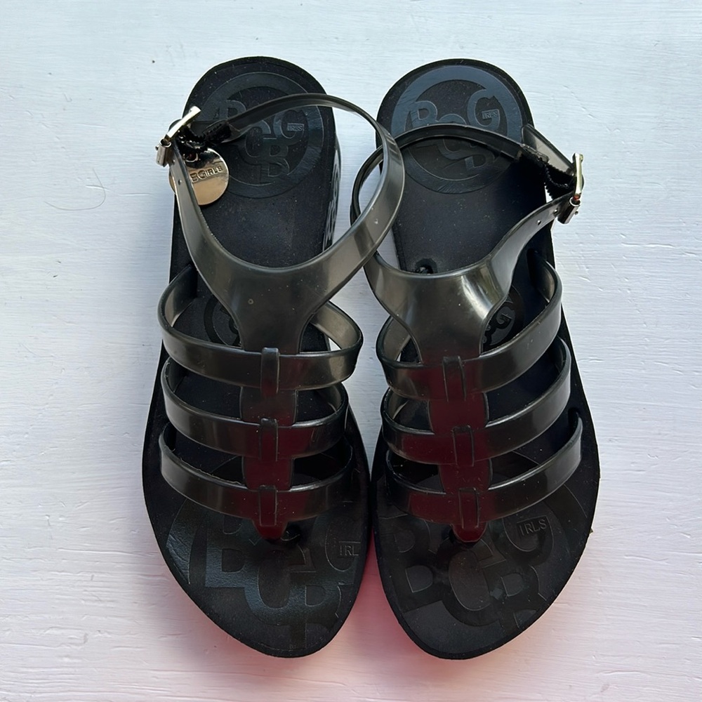 BCBG Girls black platform and grey jelly sandals